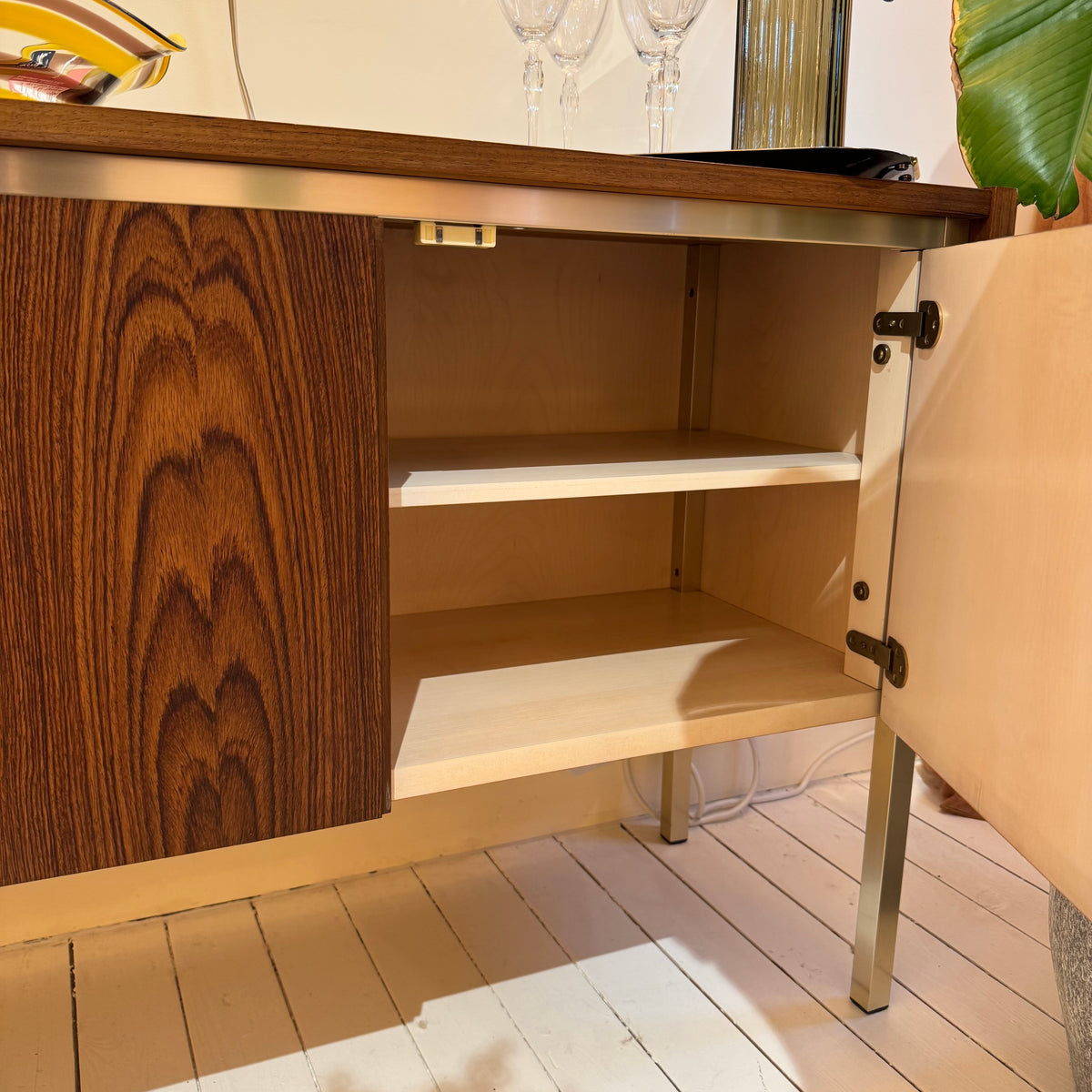 Rosewood Sideboard with chrome Frame