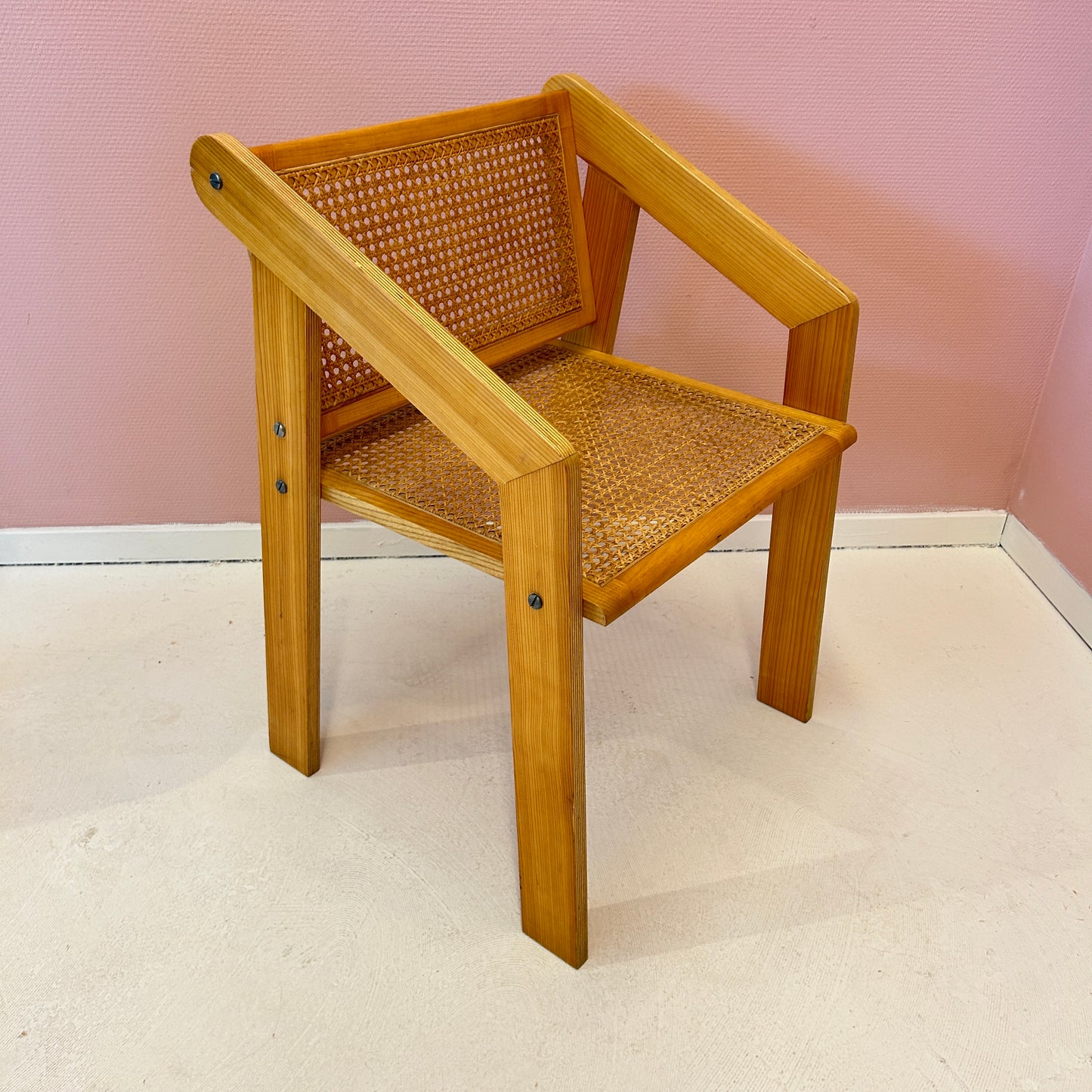 Wooden chair with webbing seat