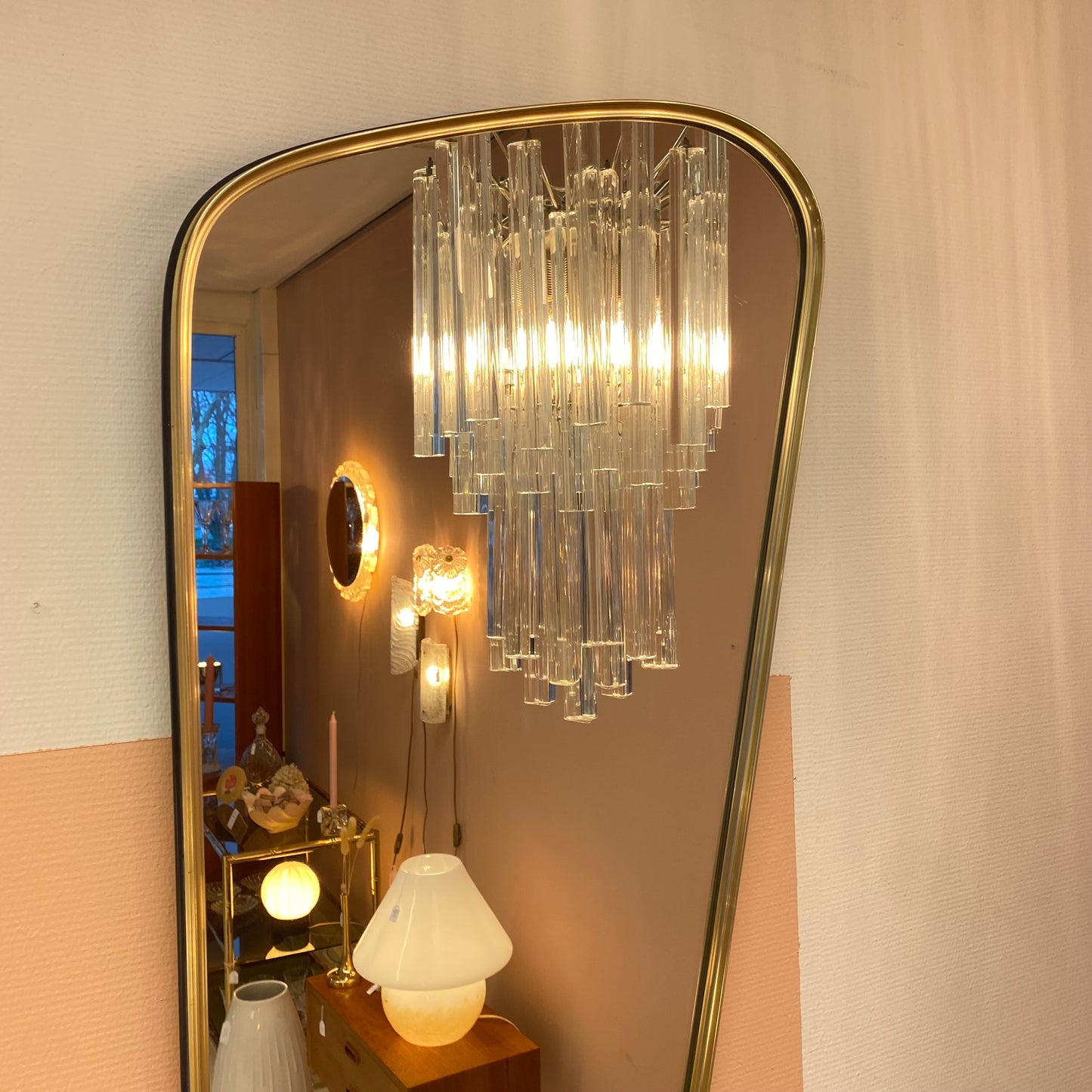 1950's brass asymmetrical mirror