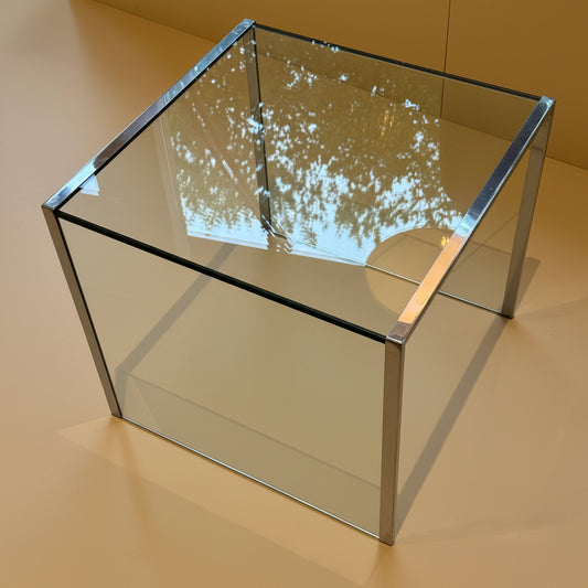 Vintage glass & chrome side table
