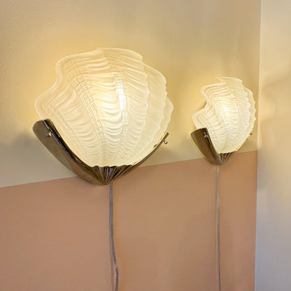 Art Deco shell wall lights with chrome fixture