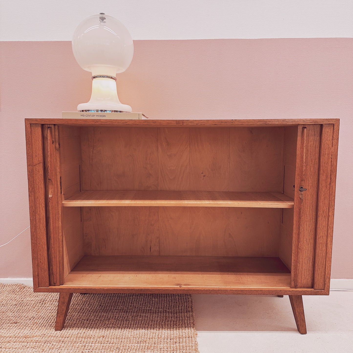 Mid-Century oak sideboard with sliding doors