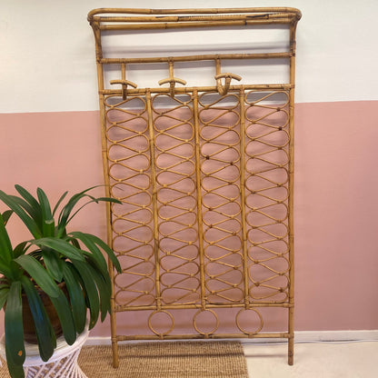 1970's rattan wall rack