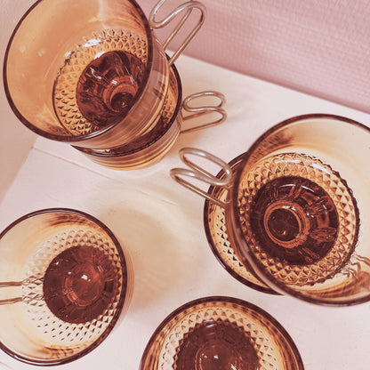 Amberkleurige glazen espresso kopjes - Italië