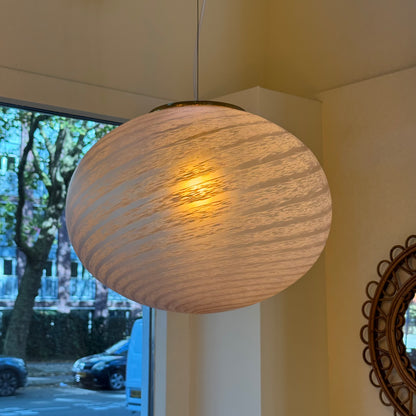Italian pink Murano glass oval pendant Light, 1970s