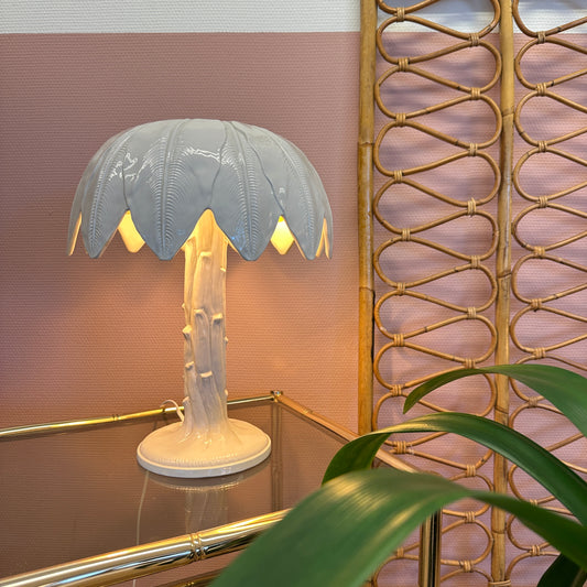 Italian Palmtree ceramic lamp by Bassano