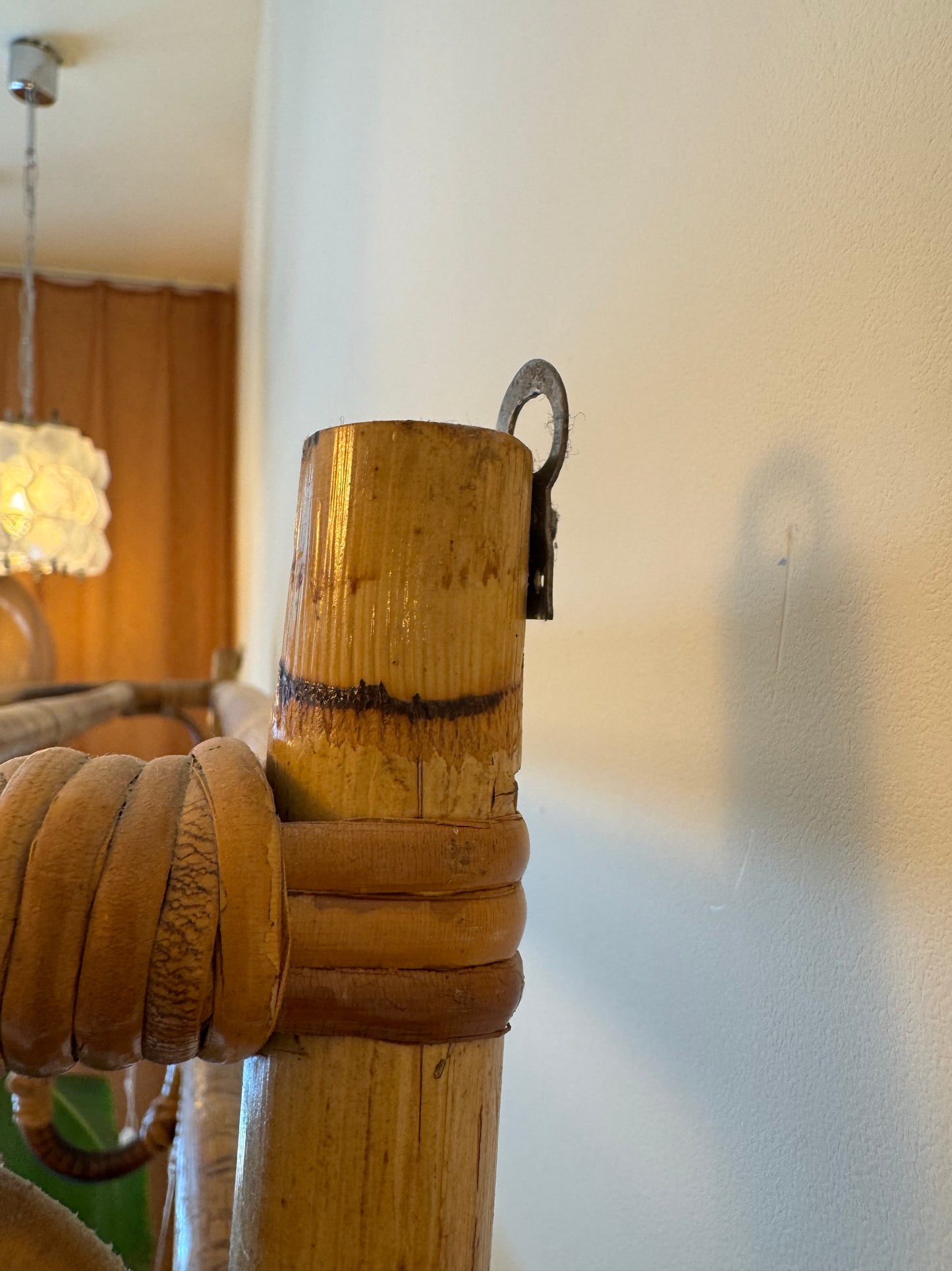Italian 1970's rattan wall rack