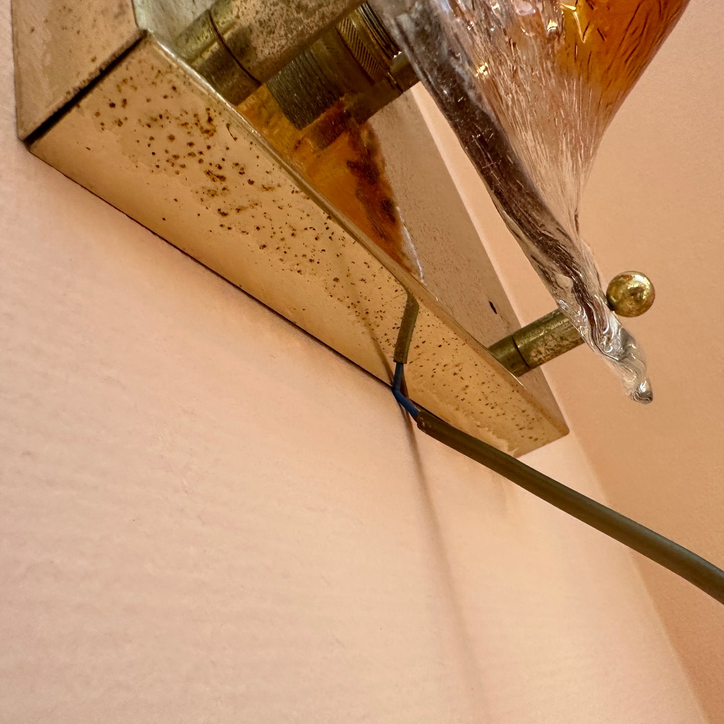 1970's La Murrina 'vulcano' glass square wall light