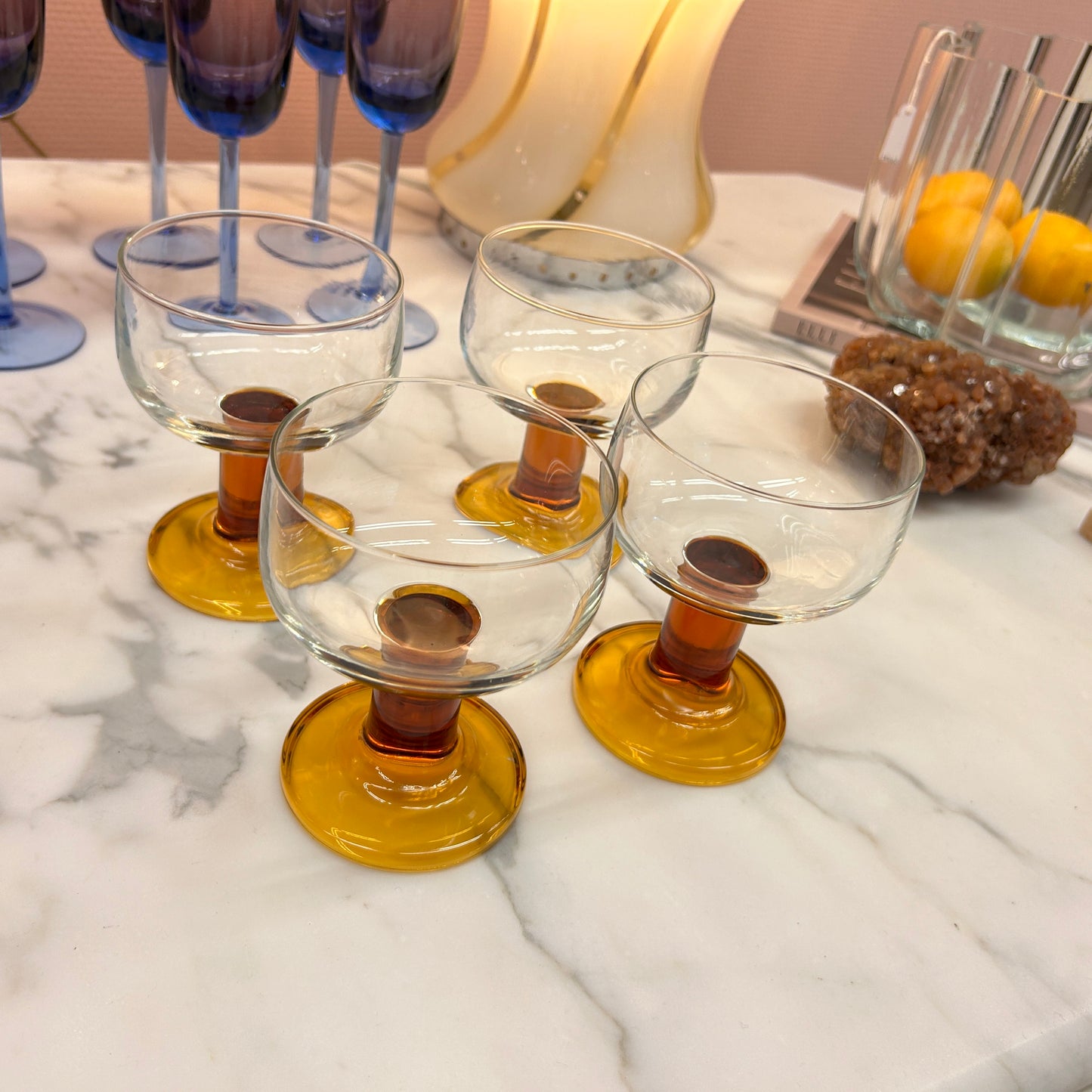 Amber colored minimalistic wineglasses