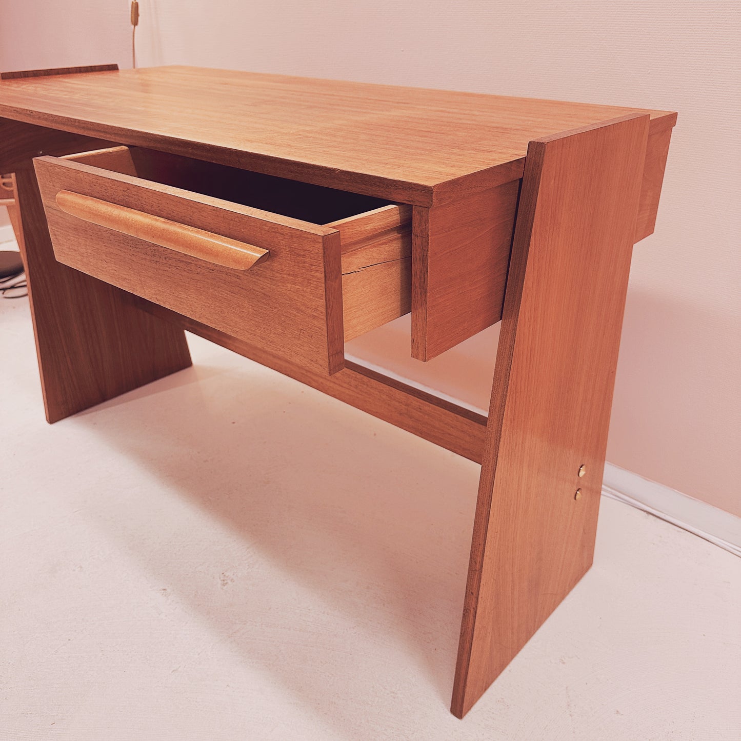 1960s teak desk – brutalist meets art deco