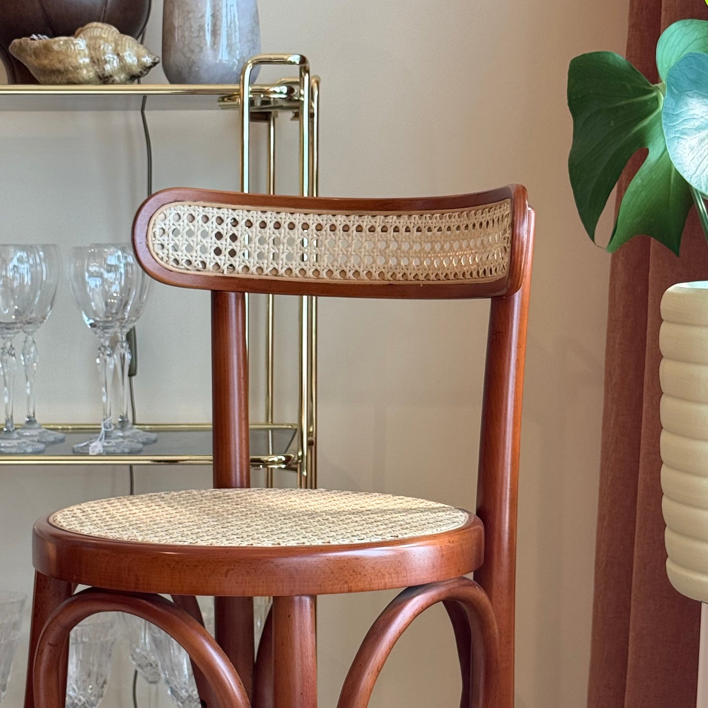 Italian wicker and cane barstools