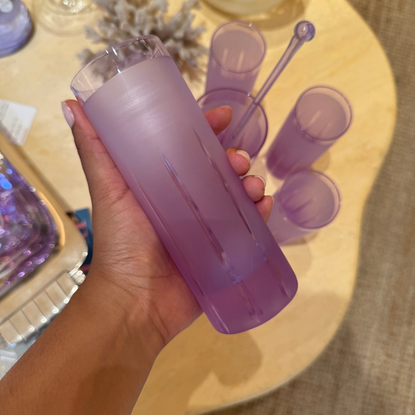 Vintage matte Alexandrite purple lemonade set, pitcher & 6 Glasses