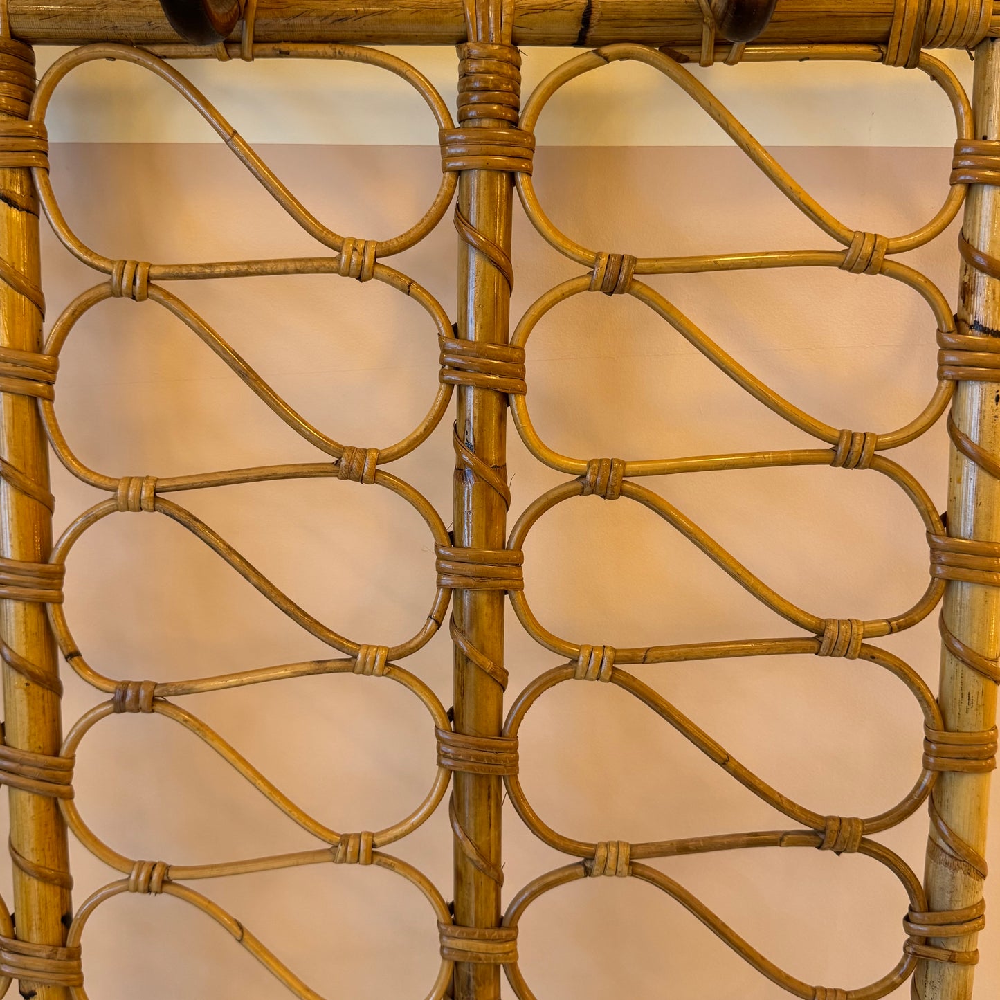 Italian 1970's rattan wall rack