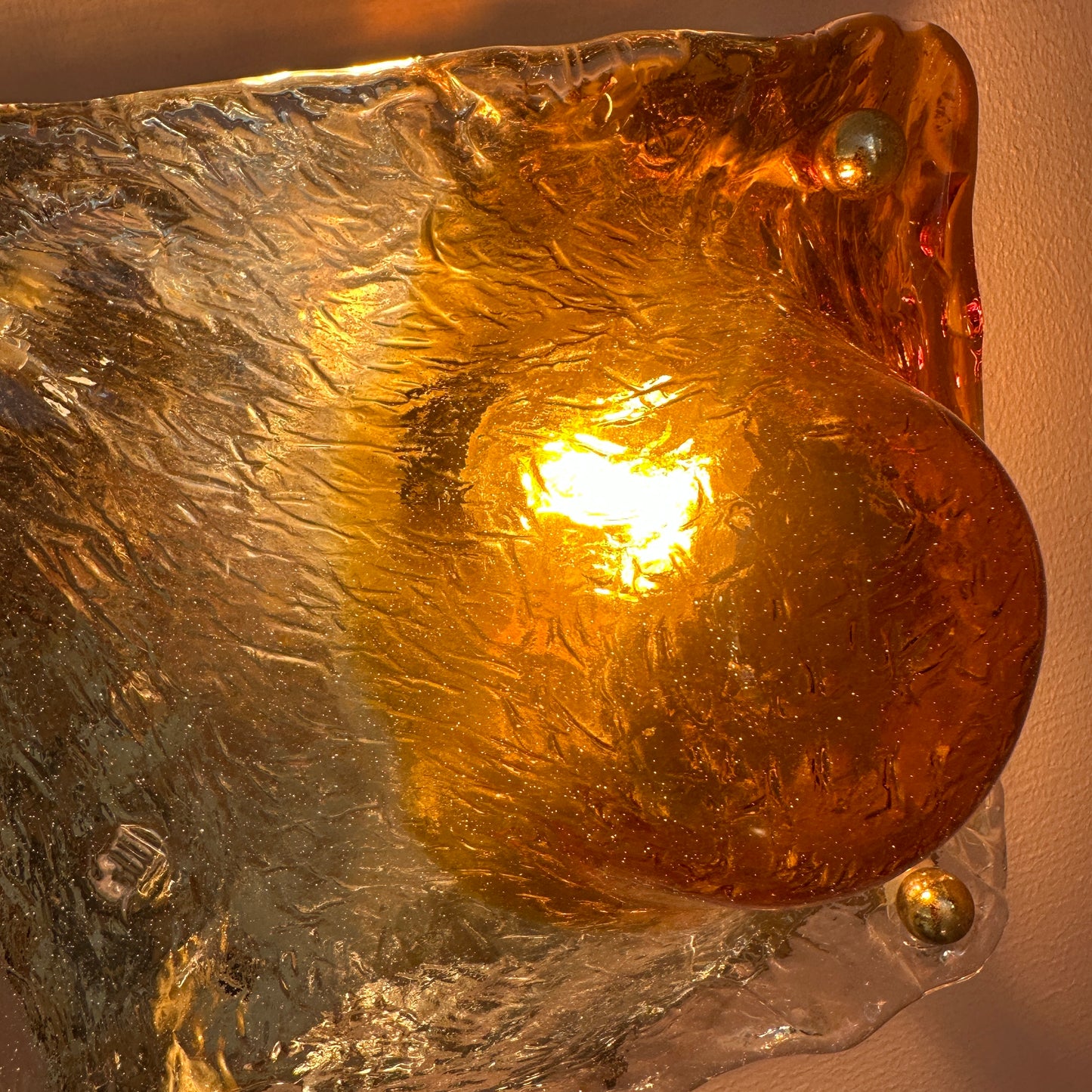 1970's La Murrina 'vulcano' glass square wall light