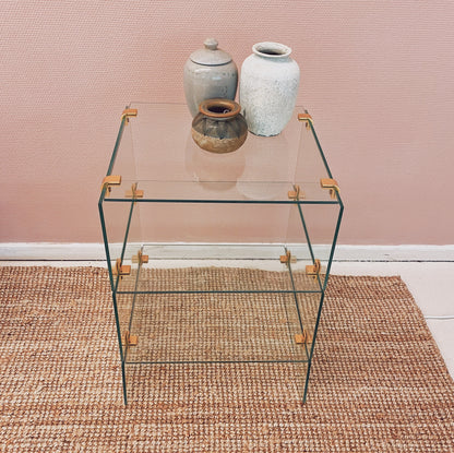 3 tier glass side table with gold details