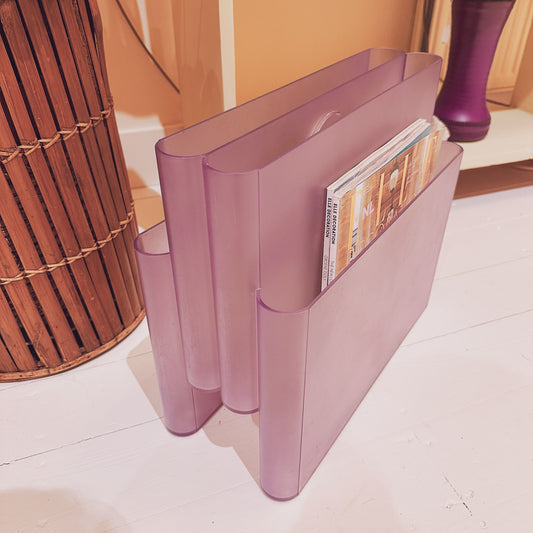 70’s Kartell lilac magazine holder by Giotto Stoppino