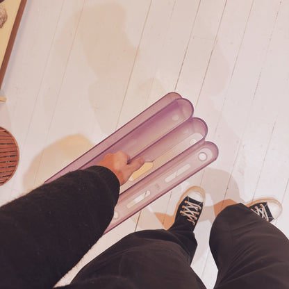 70’s Kartell lilac magazine holder by Giotto Stoppino