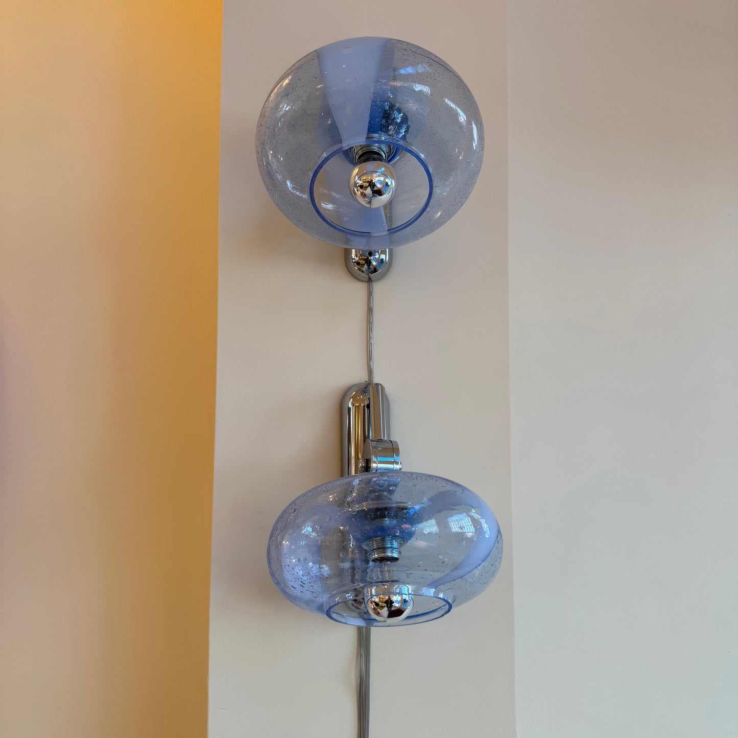 Blue Italian round bubble chrome wall lights