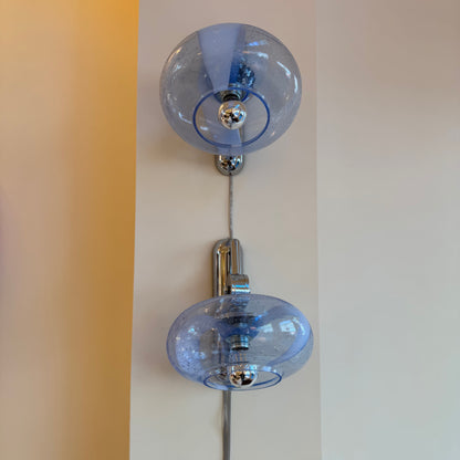 Blue Italian round bubble chrome wall lights