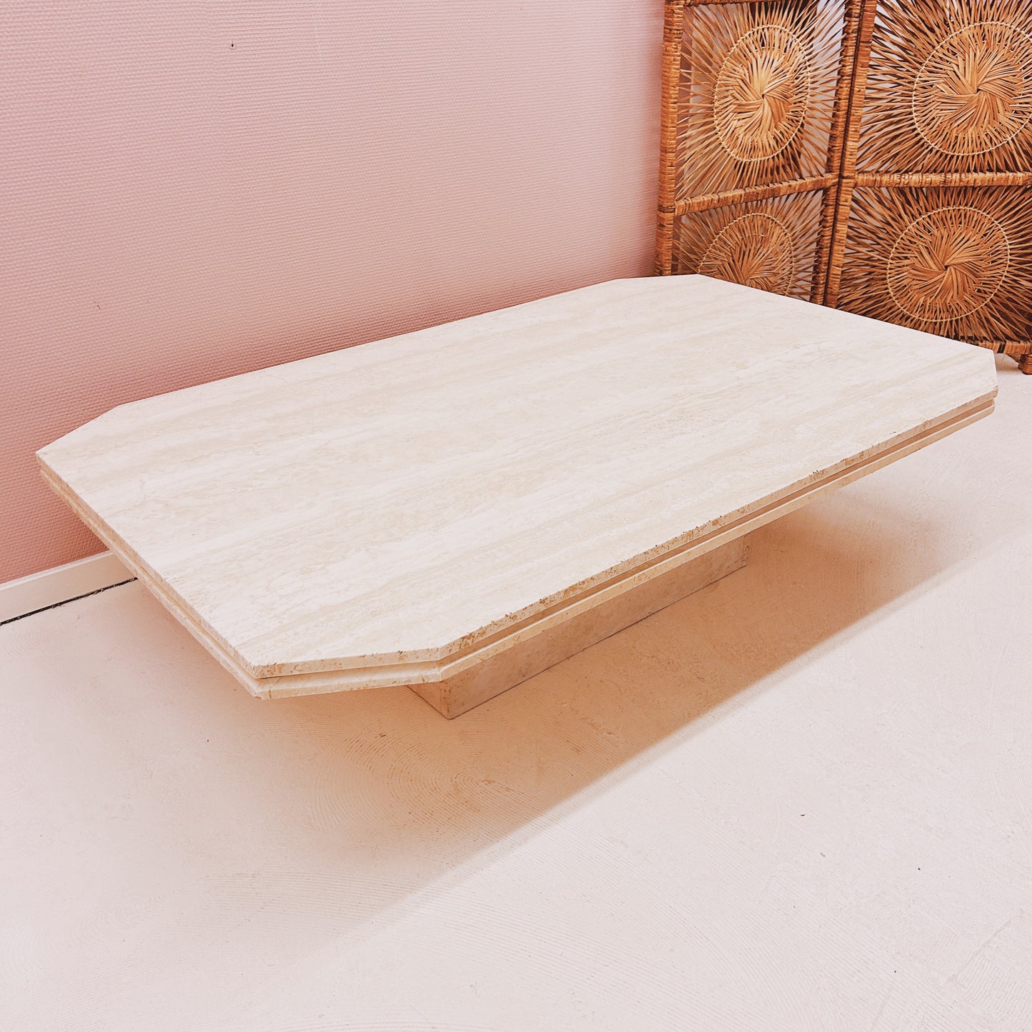 Rectangular travertine coffee table