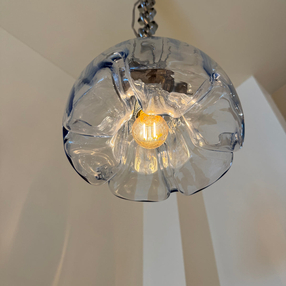 Murano glass blue flower pendant light 80’s