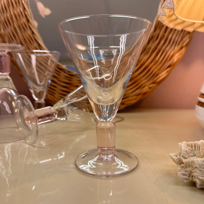 Italian crystal cocktailglasses with pink stem