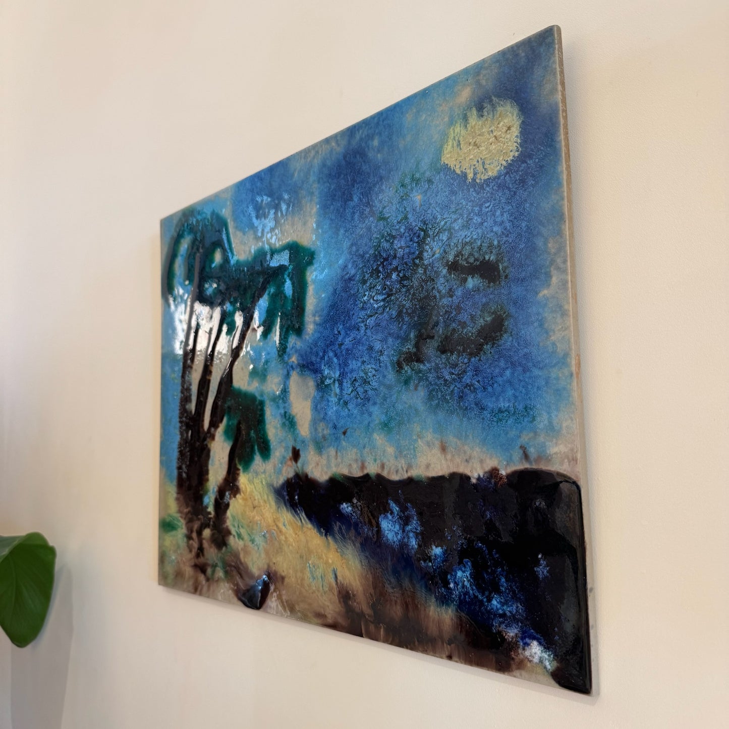 Ceramic island landscape wall artwork