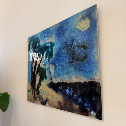 Ceramic island landscape wall artwork
