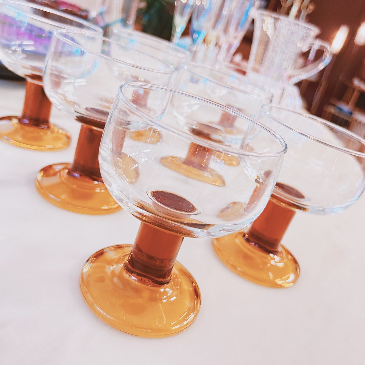 Amber colored minimalistic wineglasses