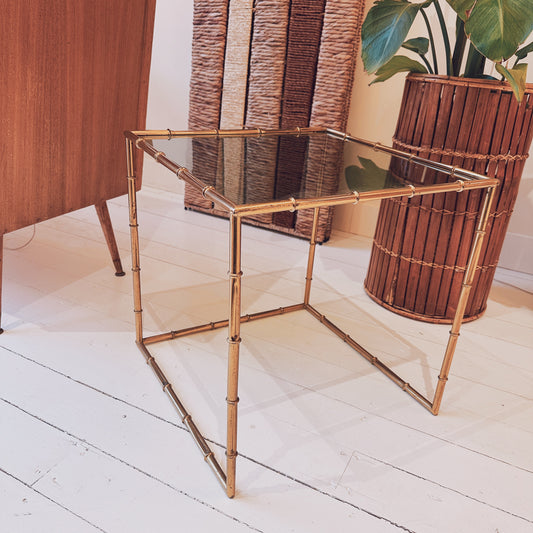Italian faux bamboo brass sidetable