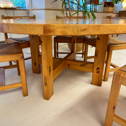 Round Dining Table by Roland Wilhelmsson - Swedish Pine Wood, 1970 | Karl Andersson & Söner