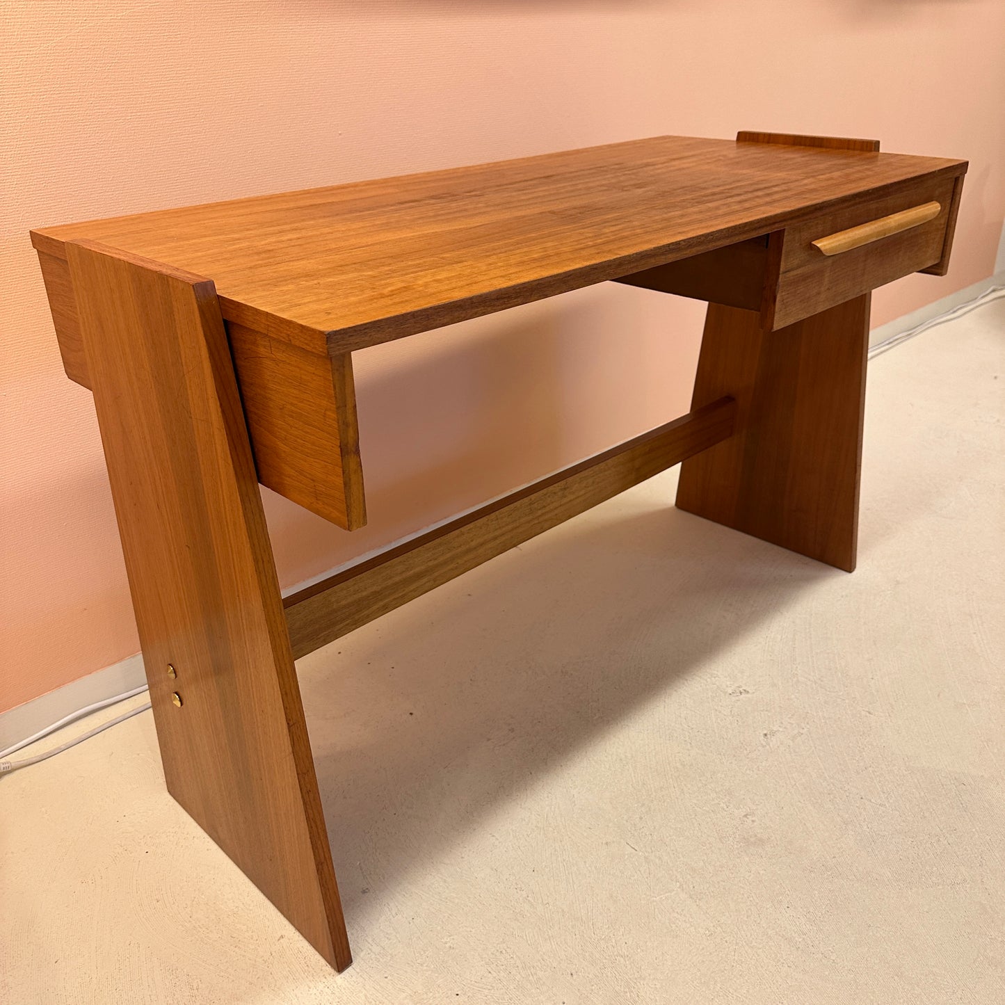 1960s teak desk – brutalist meets art deco