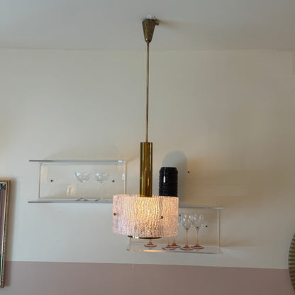 J.T. Kalmar messing & glazen hanglamp