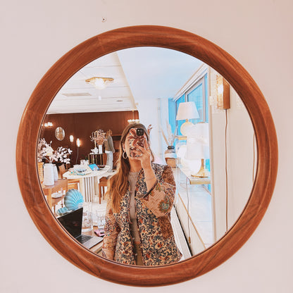 Round wooden mirror