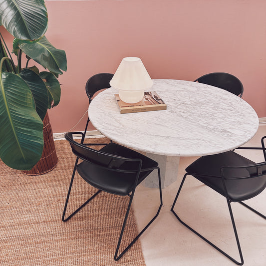 Round carrara marble dining table
