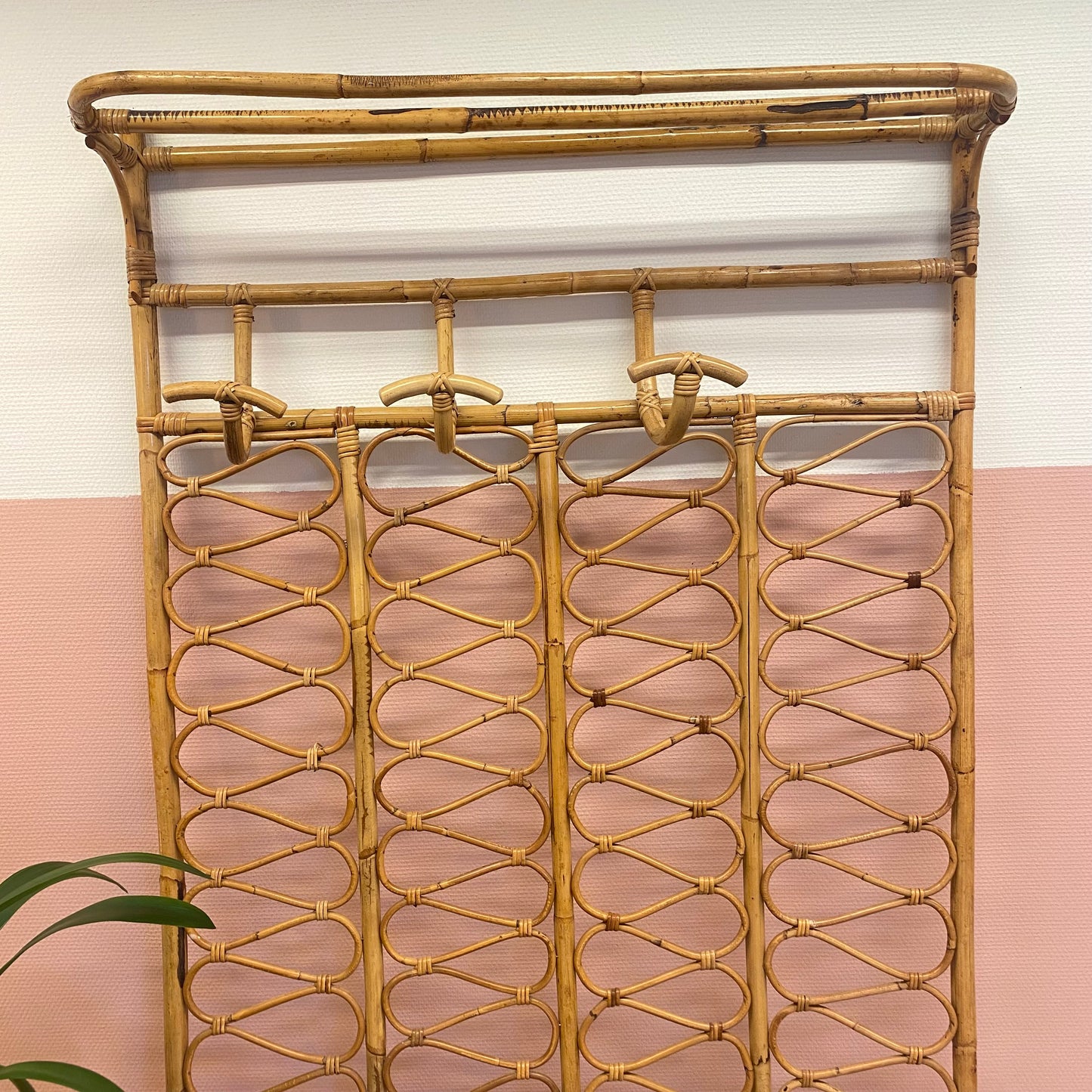 1970's rattan wall rack