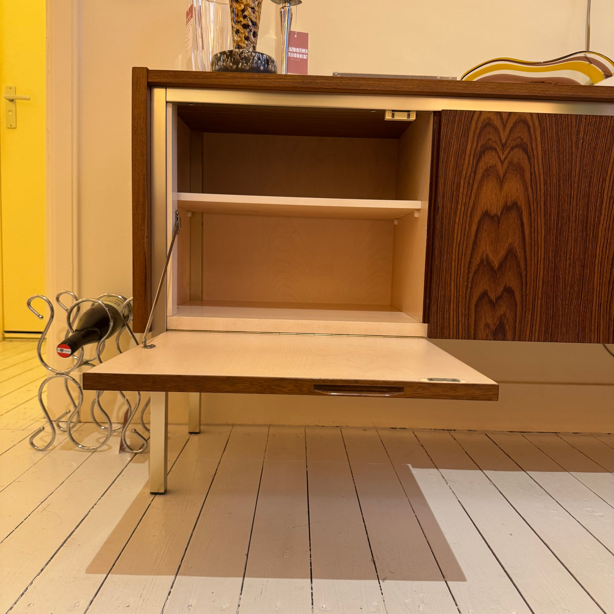 Rosewood Sideboard with chrome Frame