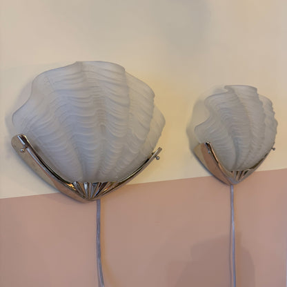 Art Deco shell wall lights with chrome fixture