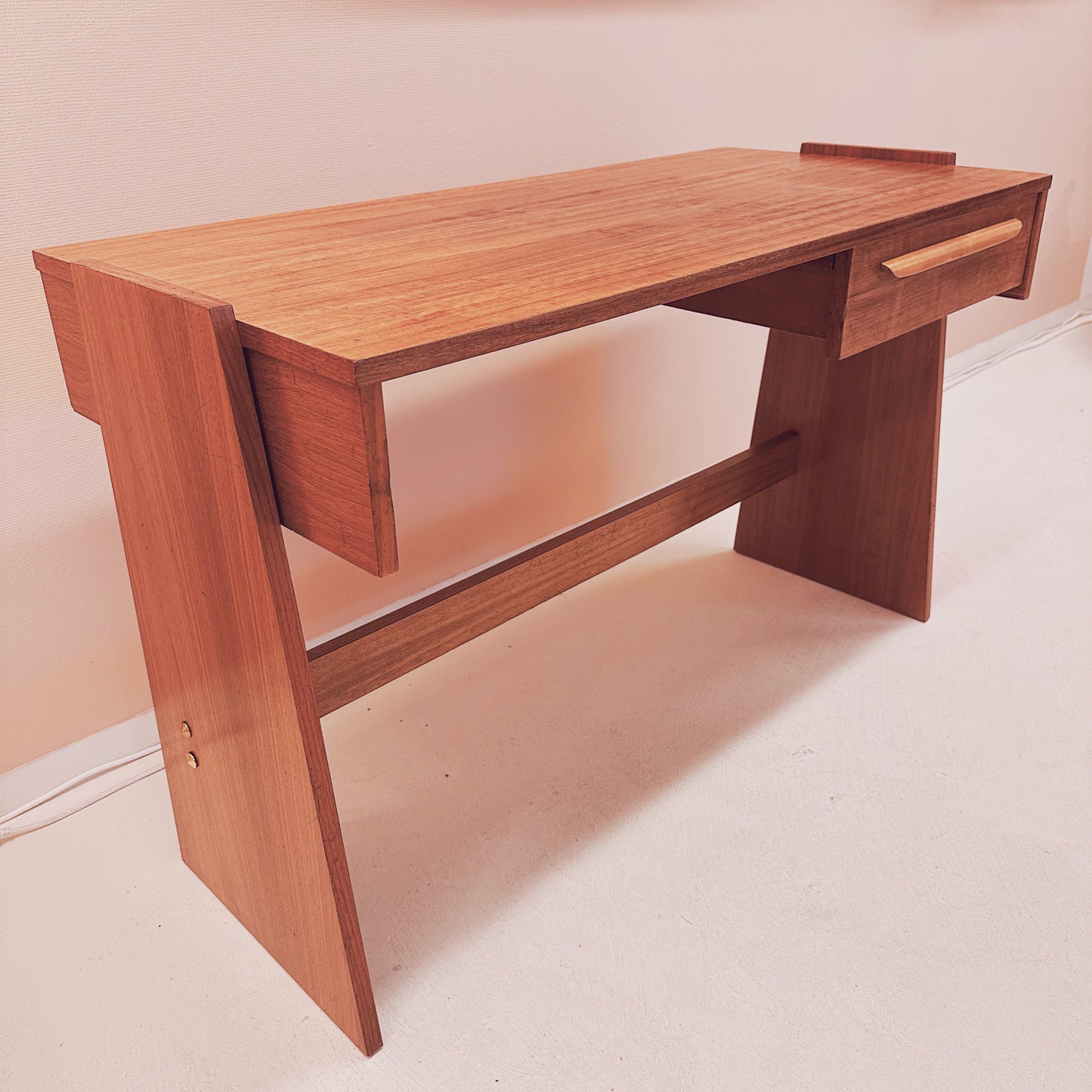 1960s teak desk – brutalist meets art deco