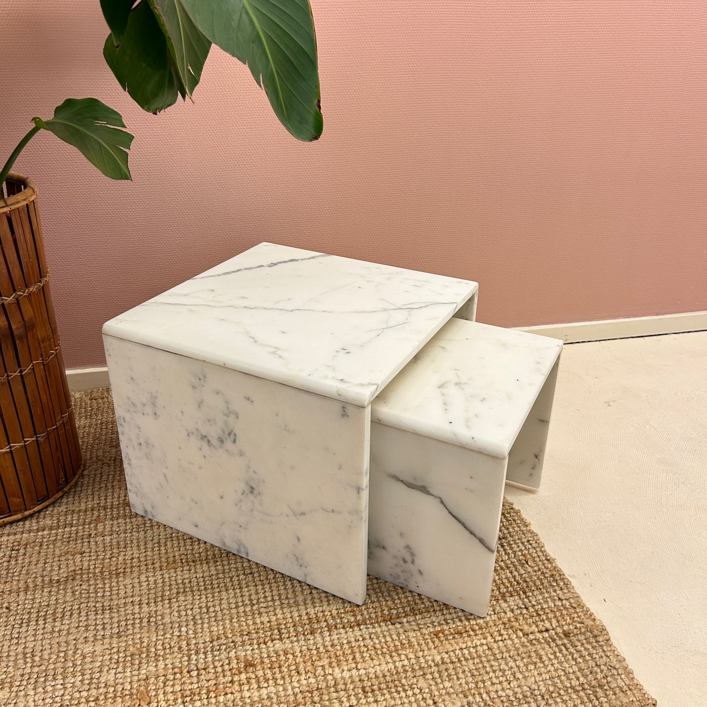 Carrara marble side table nesting set