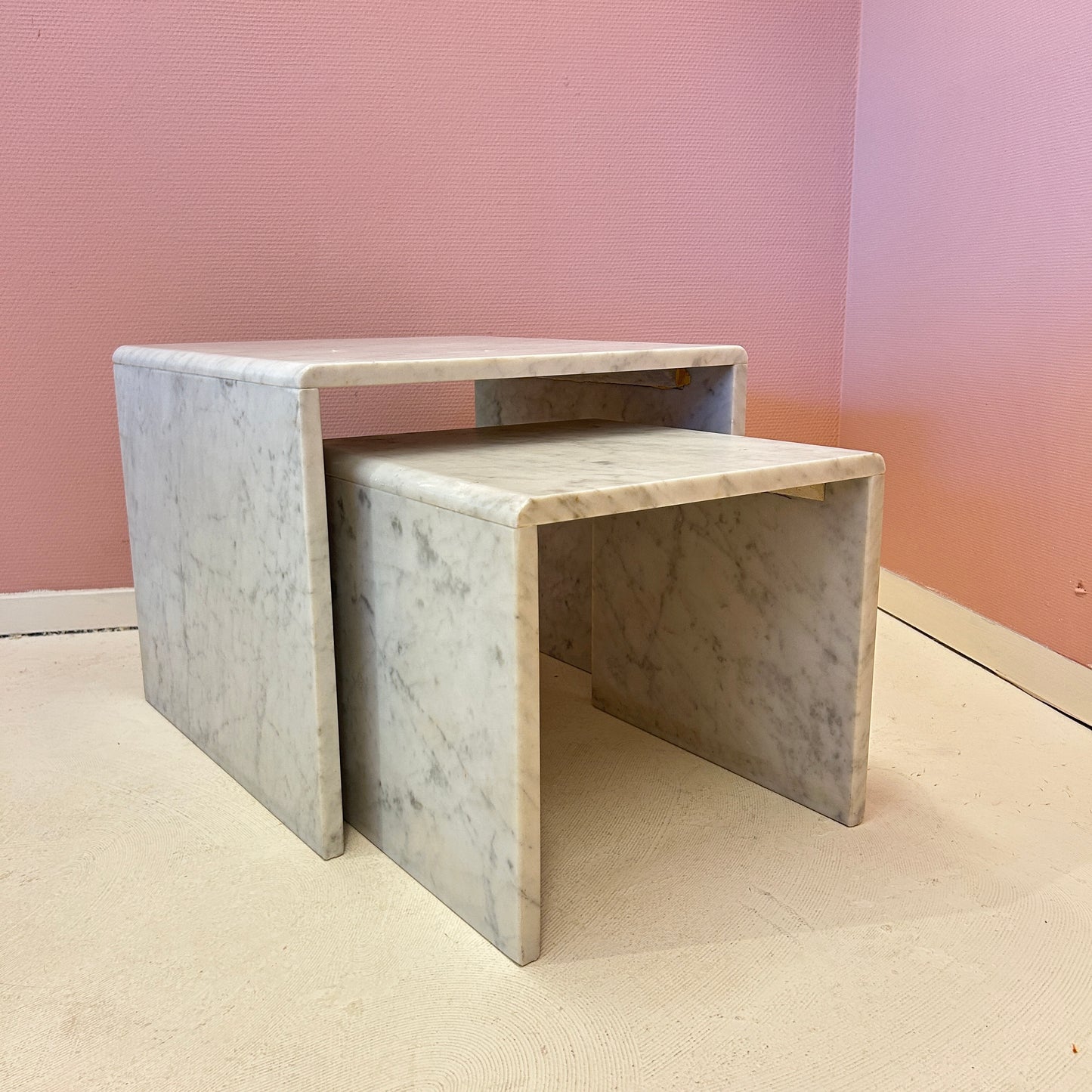 Carrara marble side table nesting set
