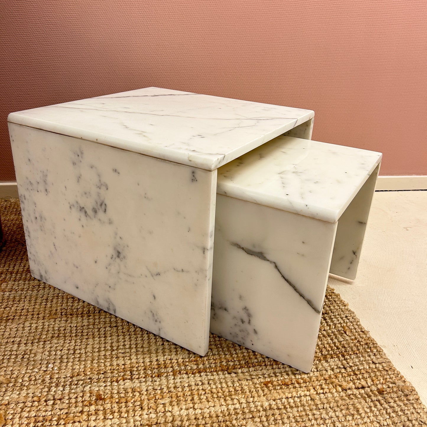 Carrara marble side table nesting set