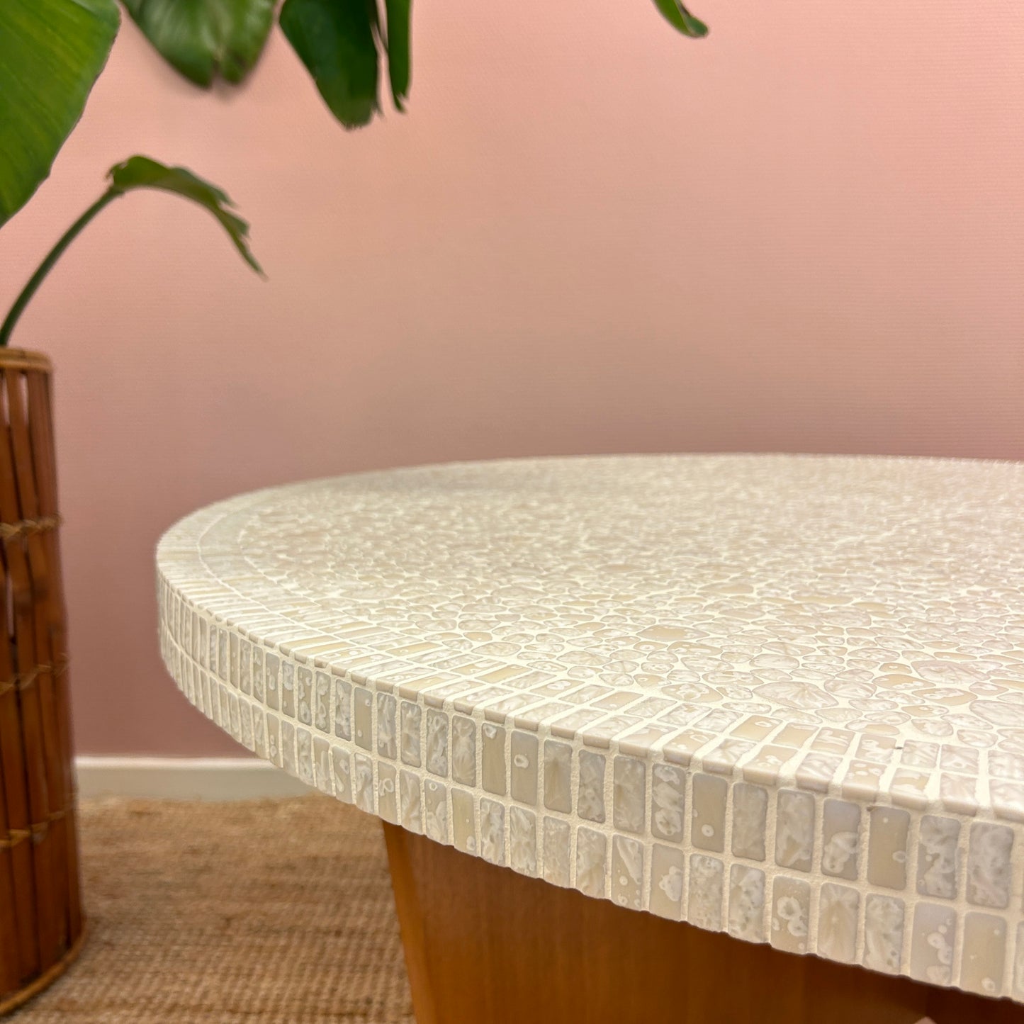 Beige mozaïek ronde salontafel