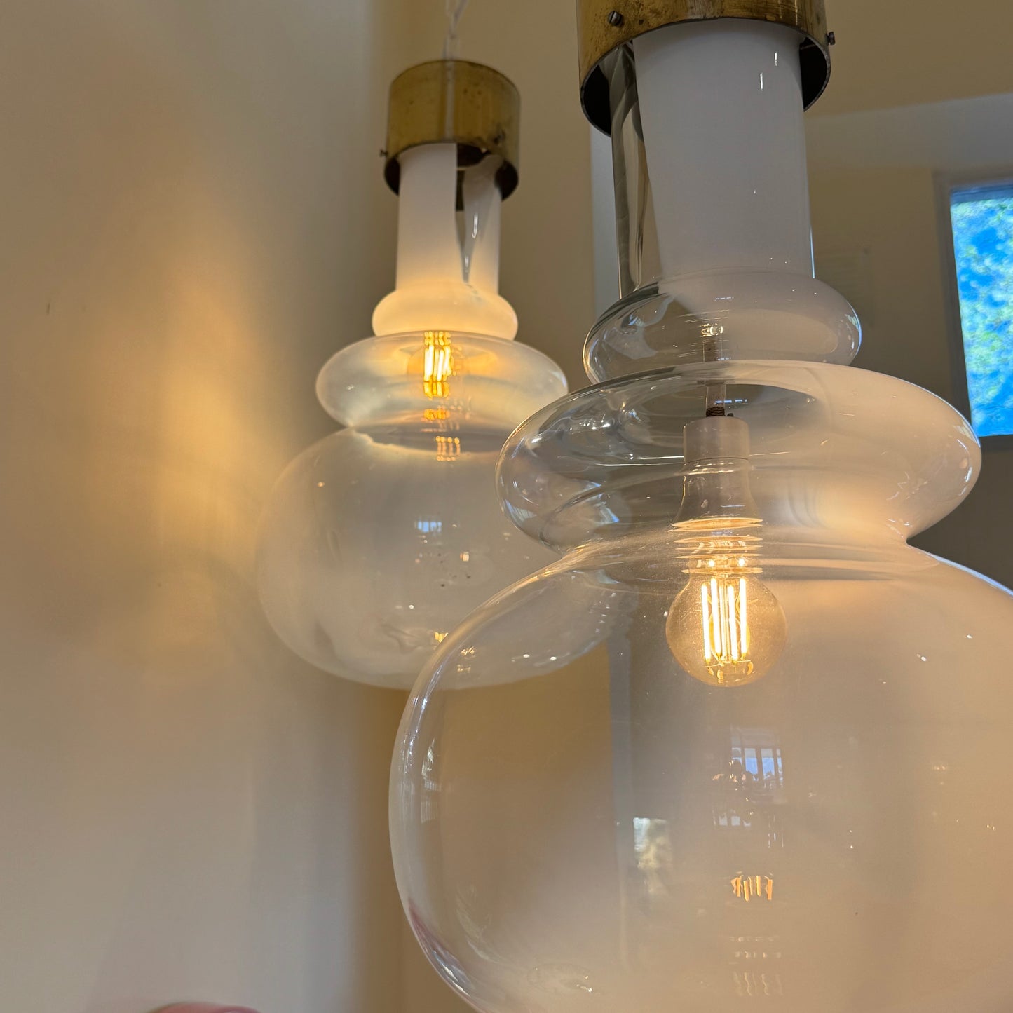 Opaal Murano glazen hanglamp 1979 van Toni Zuccheri VeArt