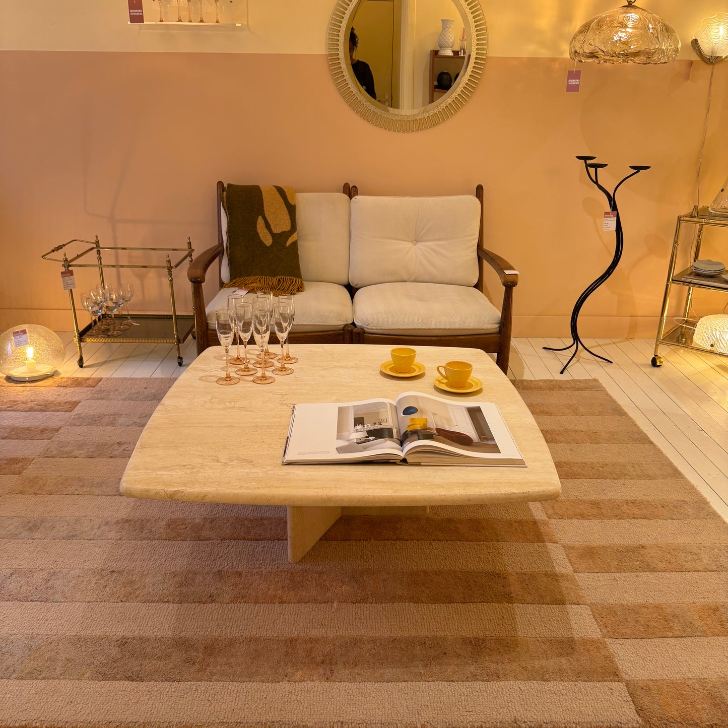 1980s Italian Travertine Coffee Table