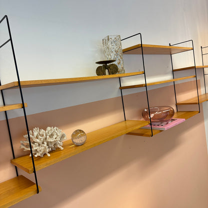 Modular wood & black metal wall system