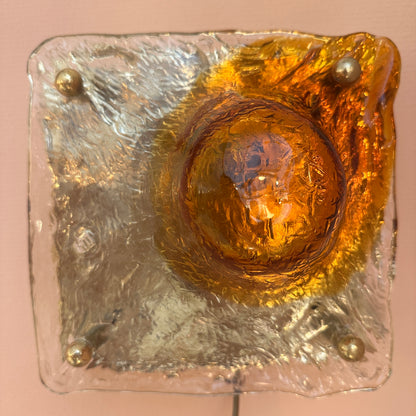 1970's La Murrina 'vulcano' glass square wall light