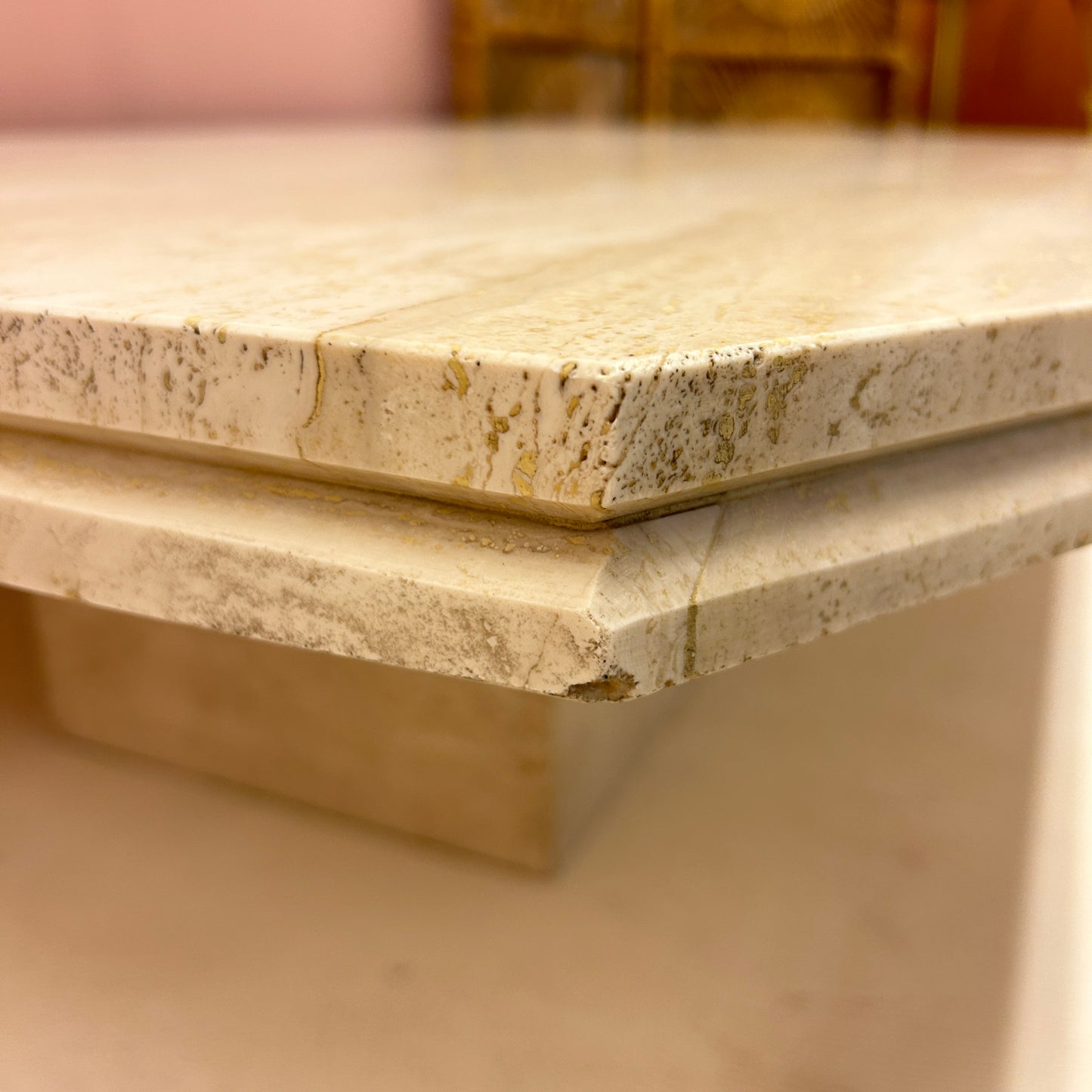 Rectangular travertine coffee table