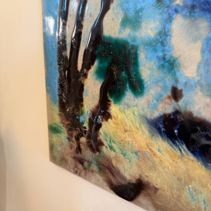 Ceramic island landscape wall artwork