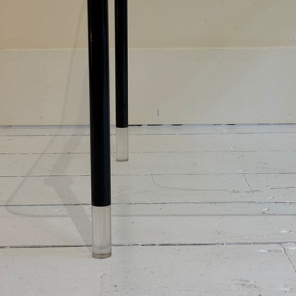 Italian glass side table with black metal frame